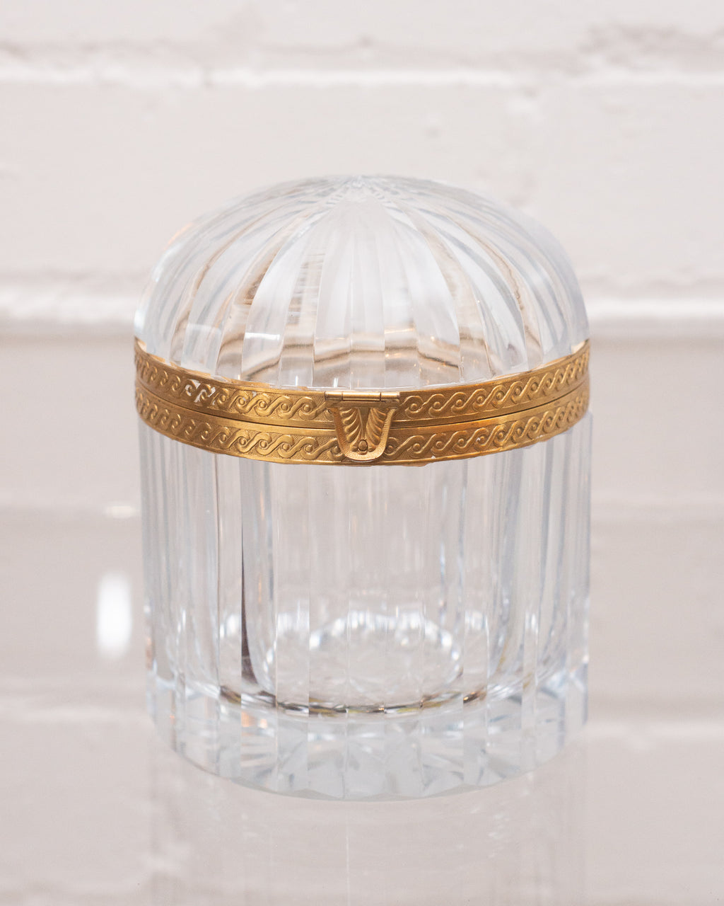 ANTIQUE CUT CRYSTAL DOMED BOX WITH BRONZE MOUNTS