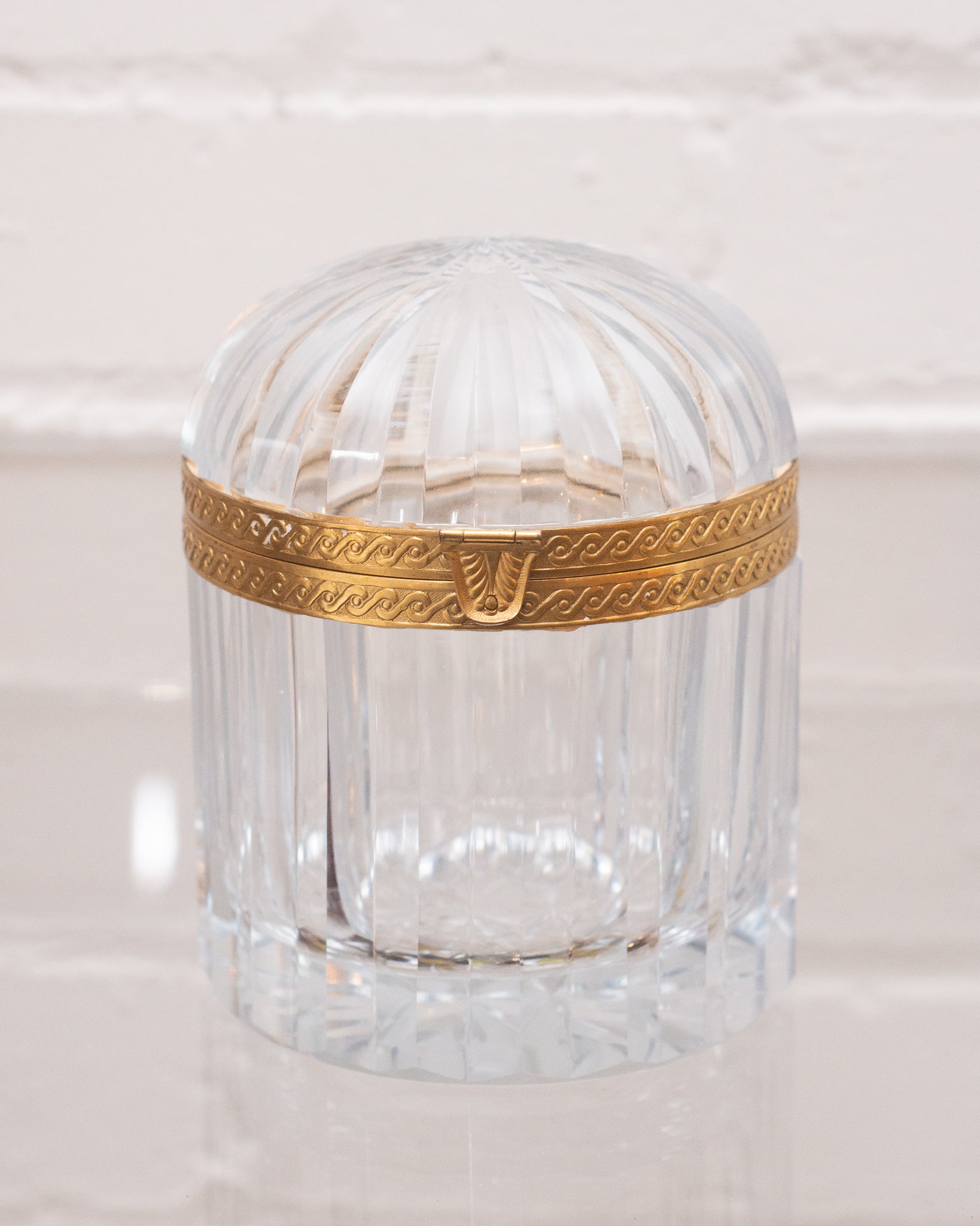 ANTIQUE CUT CRYSTAL DOMED BOX WITH BRONZE MOUNTS