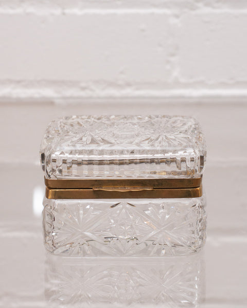 ANTIQUE CUT CRYSTAL BOX WITH BRONZE MOUNTS