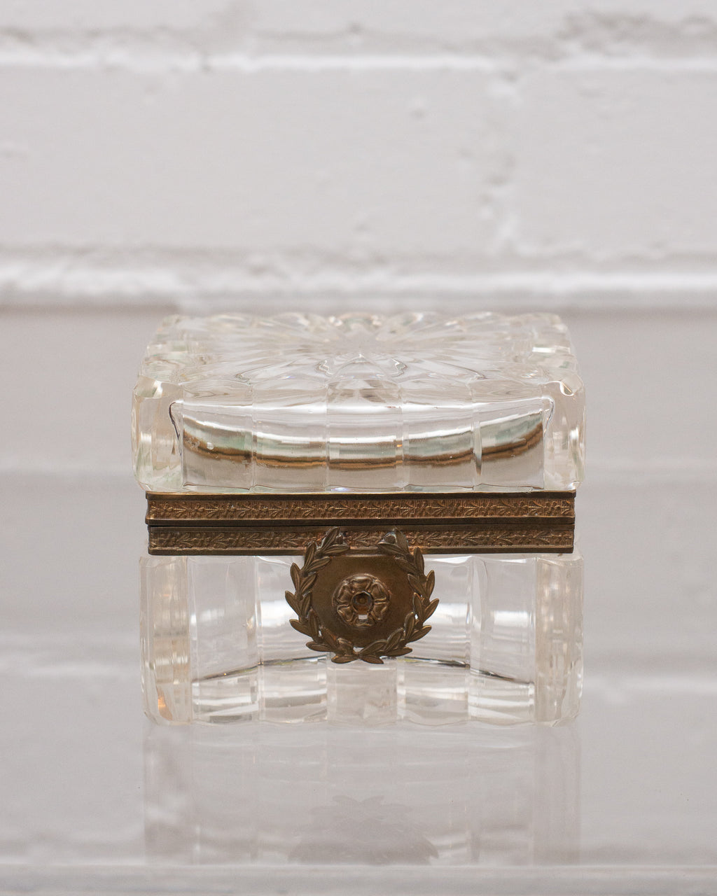 ANTIQUE CUT CRYSTAL BOX WITH BRONZE MOUNTS