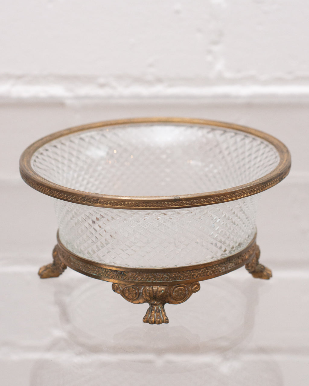 ANTIQUE CUT CRYSTAL & BRONZE MOUNTED DISH