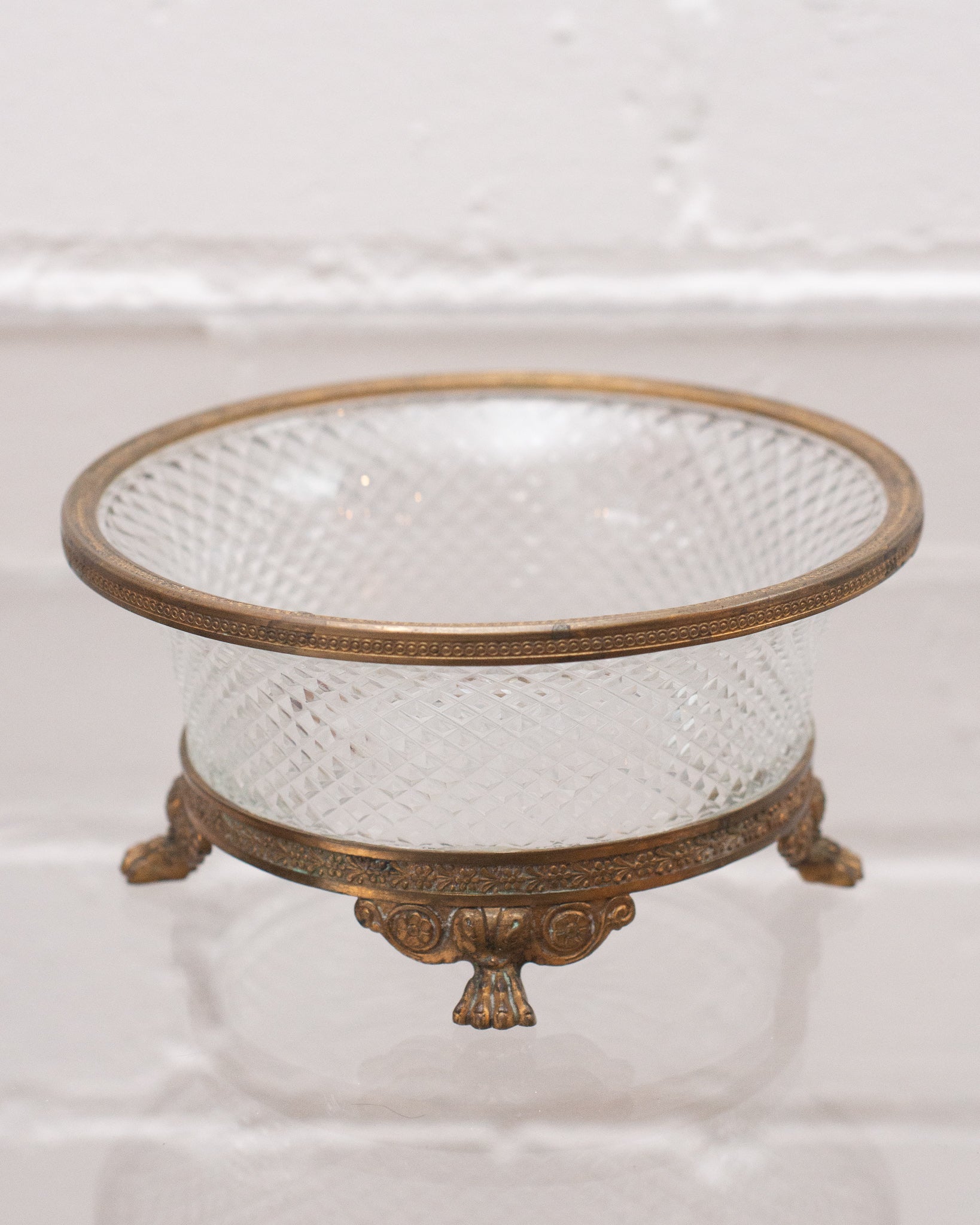 ANTIQUE CUT CRYSTAL & BRONZE MOUNTED DISH