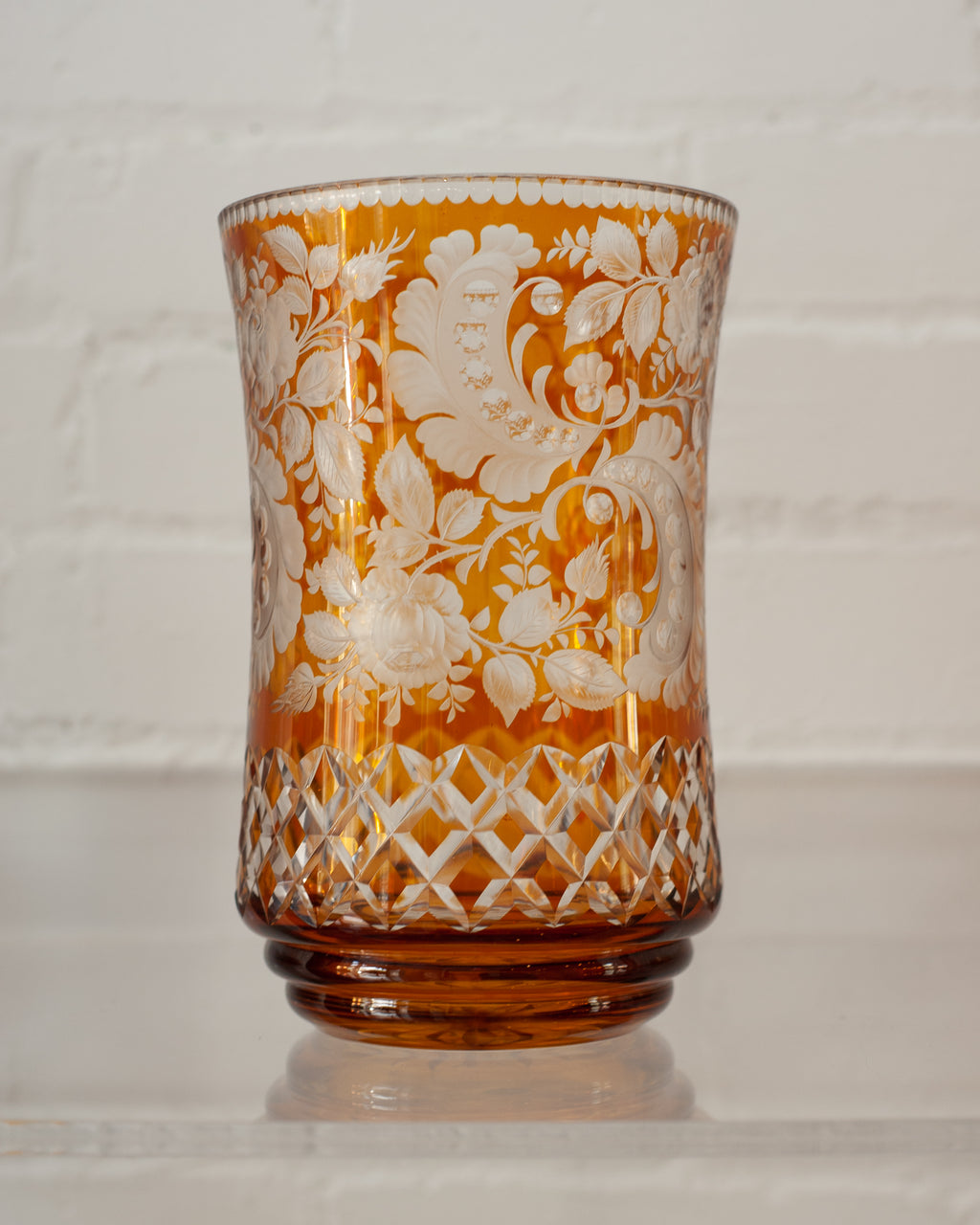 ANTIQUE BOHEMIAN AMBER GLASS VASE