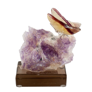 FLUORITE BUTTERFLY ON AMETHYST BASE