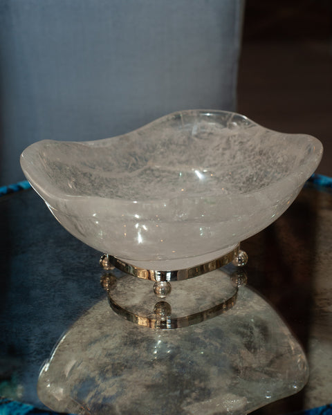 CONTEMPORARY SCALLOPED ROCK CRYSTAL BOWL FROM PARIS