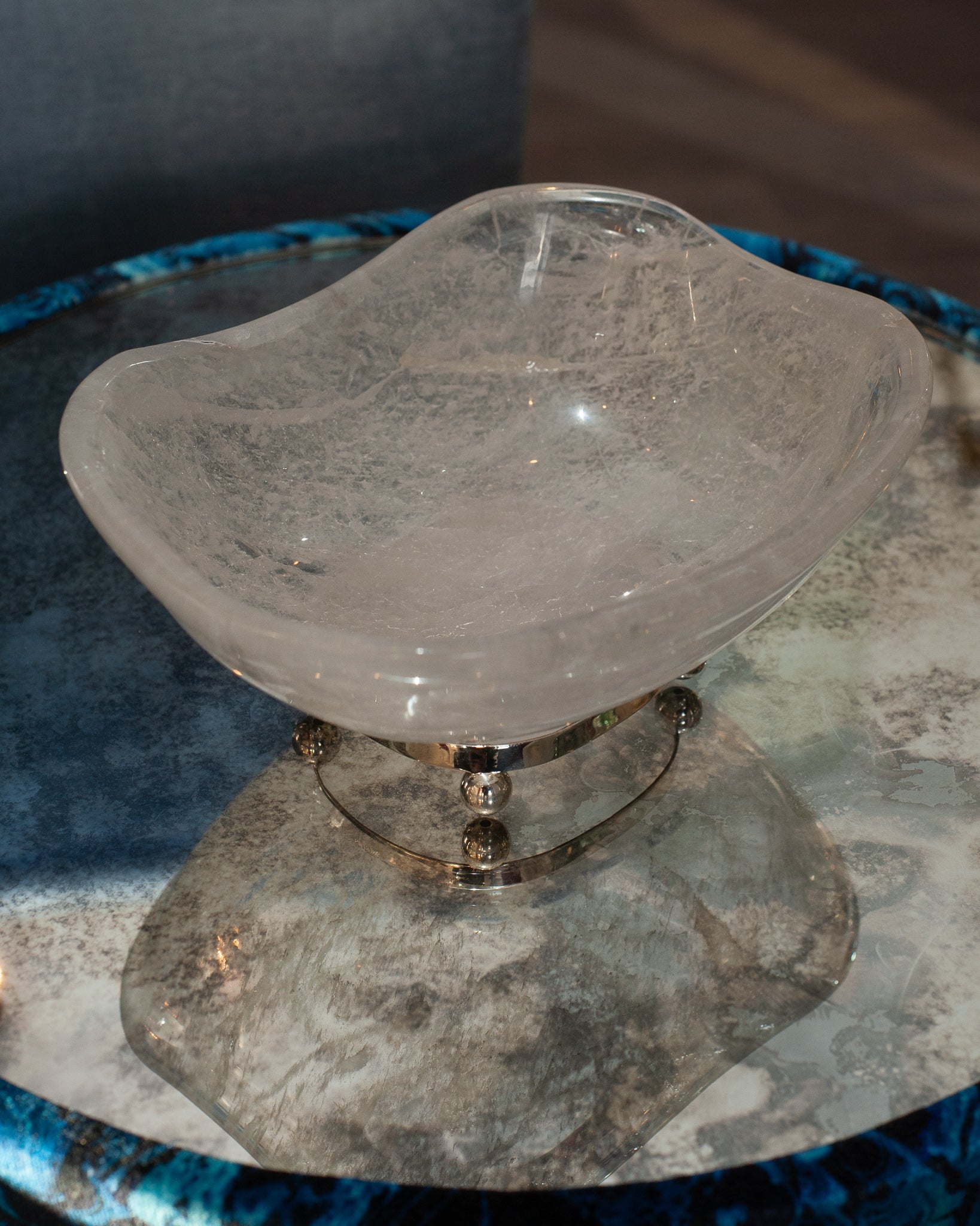 CONTEMPORARY SCALLOPED ROCK CRYSTAL BOWL FROM PARIS