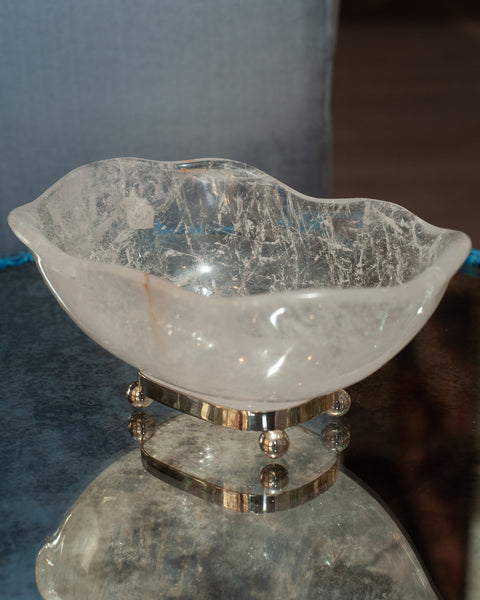 CONTEMPORARY SCALLOPED ROCK CRYSTAL BOWL FROM PARIS