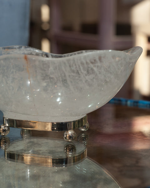 CONTEMPORARY SCALLOPED ROCK CRYSTAL BOWL FROM PARIS