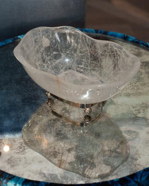 CONTEMPORARY SCALLOPED ROCK CRYSTAL BOWL FROM PARIS