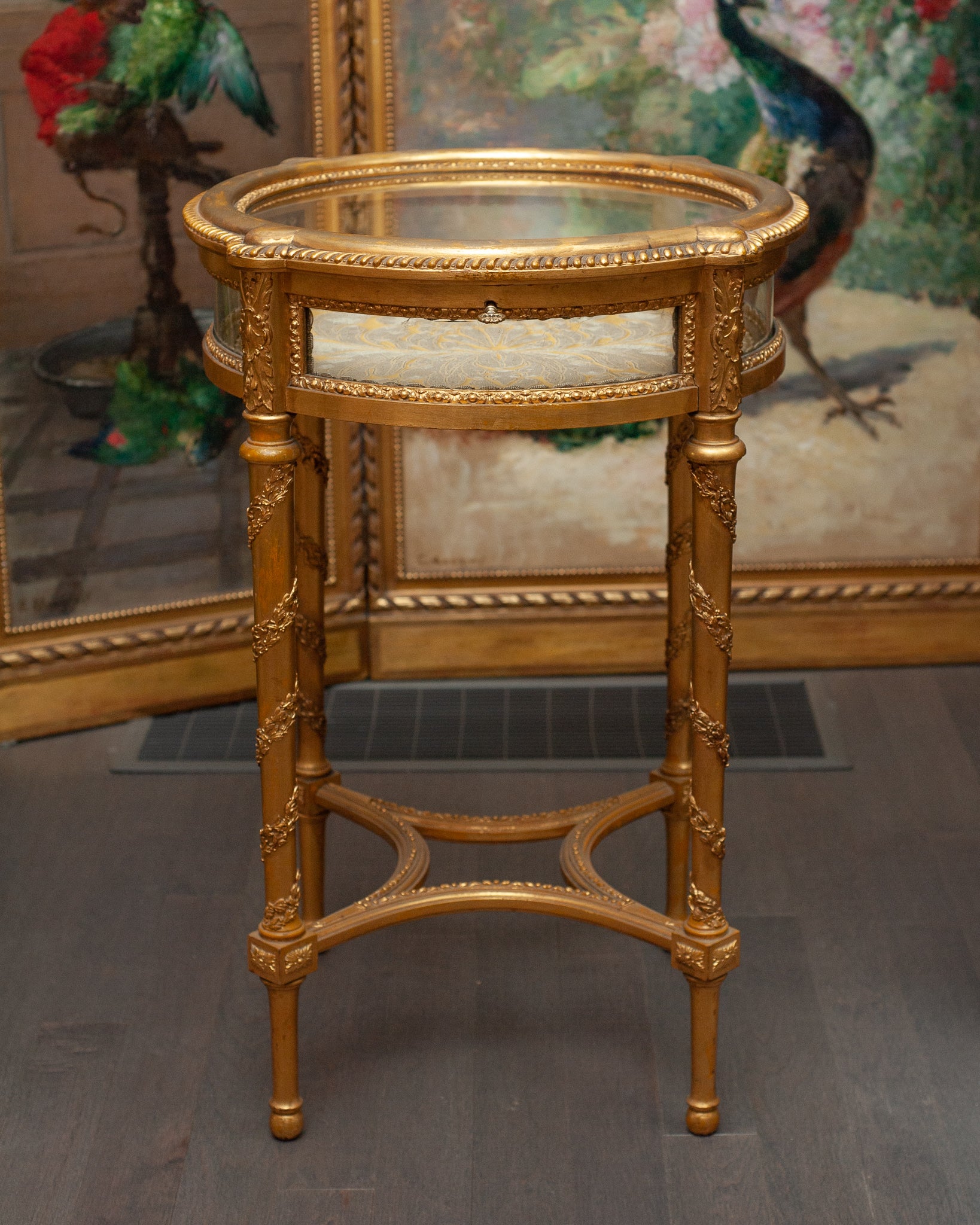 ANTIQUE FRENCH ROUND GILDED DISPLAY TABLE