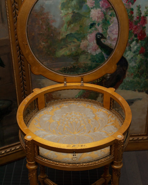 ANTIQUE FRENCH ROUND GILDED DISPLAY TABLE