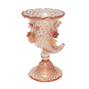 CONTEMPORARY PINK SMALL MURANO VASE WITH FLOWERS