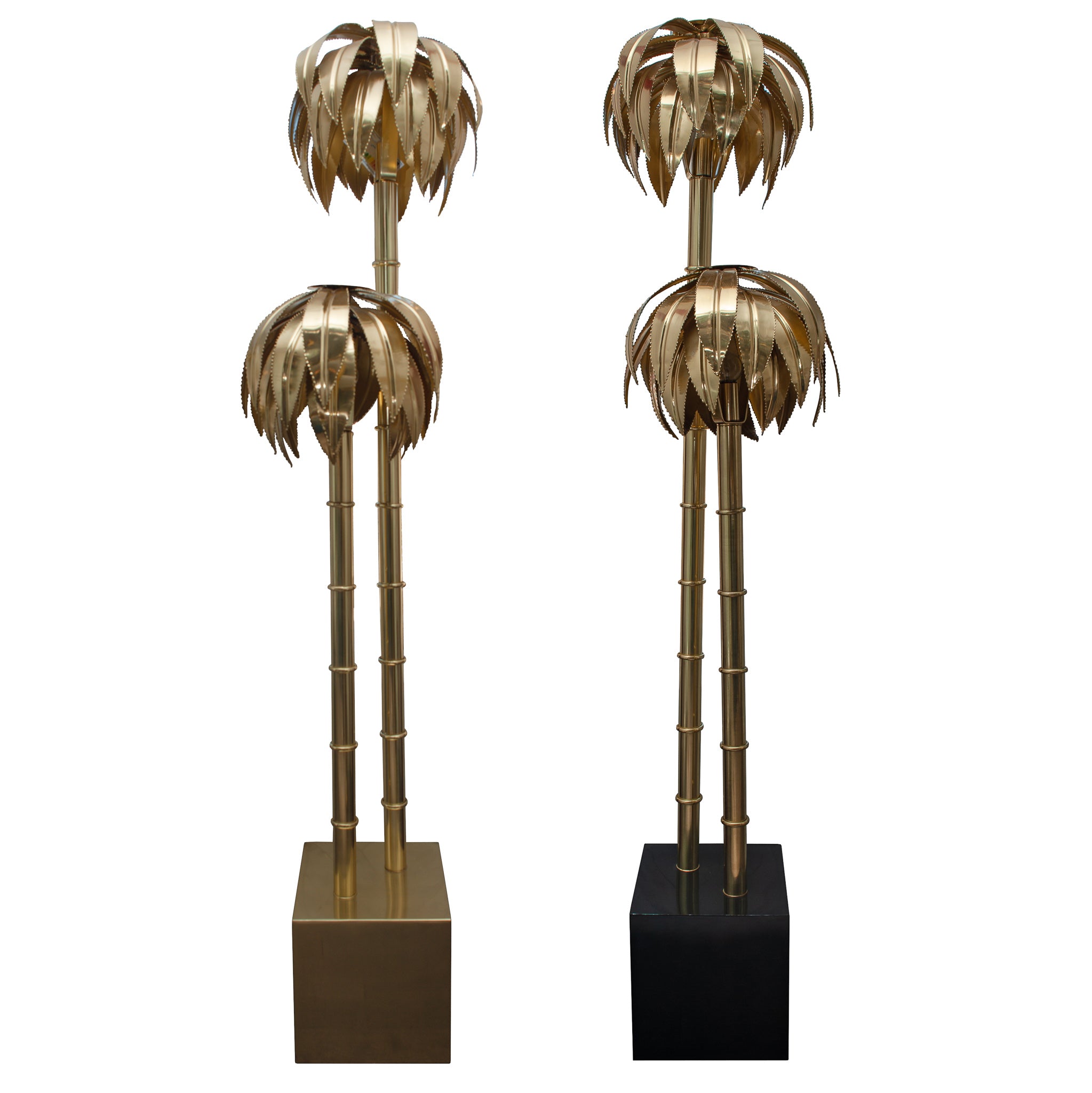 PAIR OF CONTEMPORARY METAL PALM FLOOR LAMP