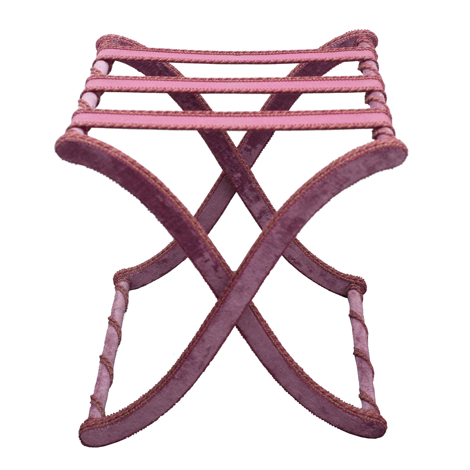 CONTEMPORARY BURGUNDY VELVET FOLDING TABLE, ROME