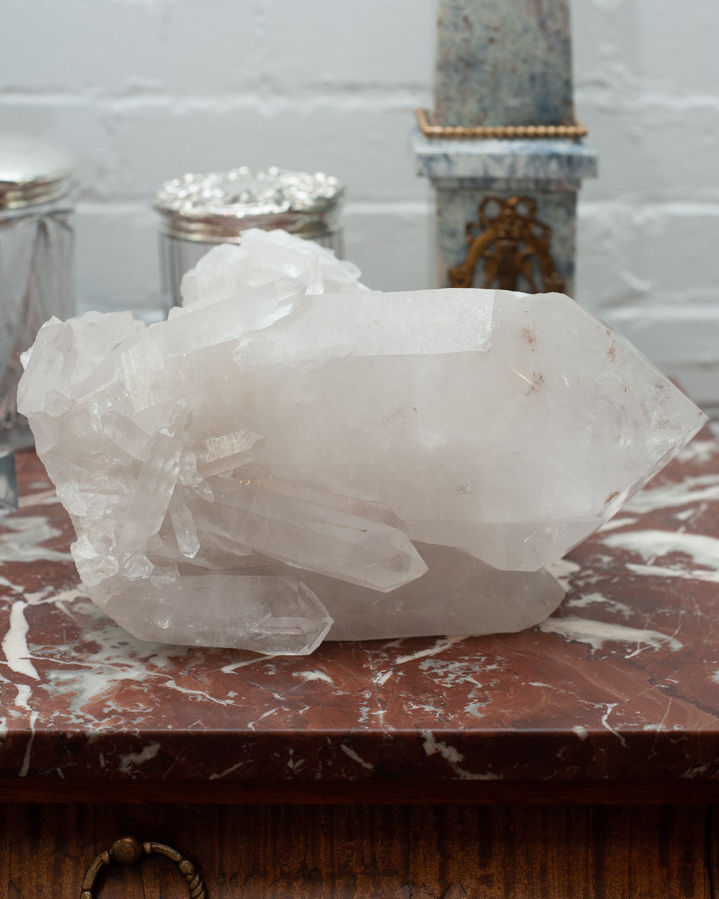 CONTEMPORARY MASSIVE ROCK CRYSTAL POINT CLUSTER