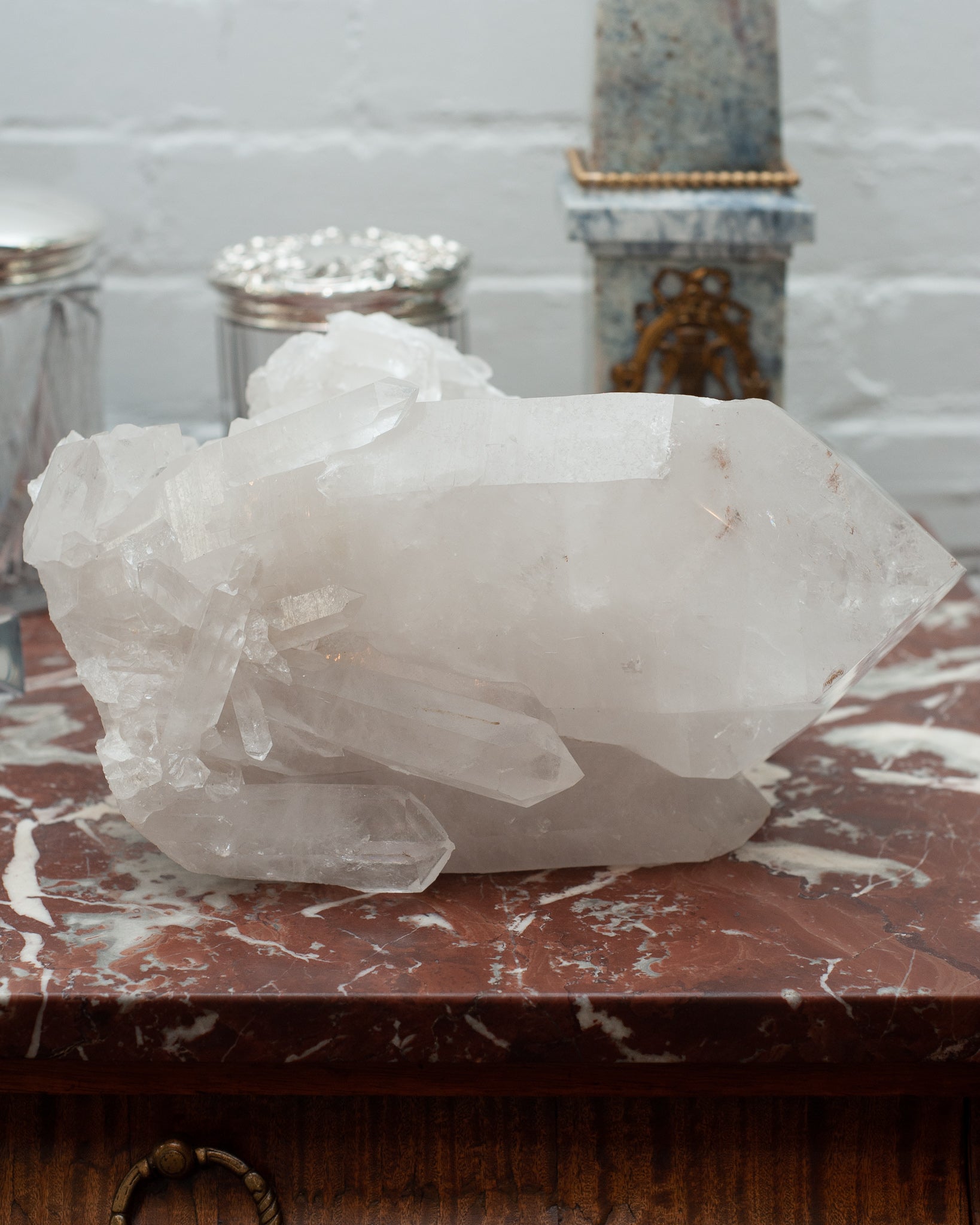 CONTEMPORARY MASSIVE ROCK CRYSTAL POINT CLUSTER