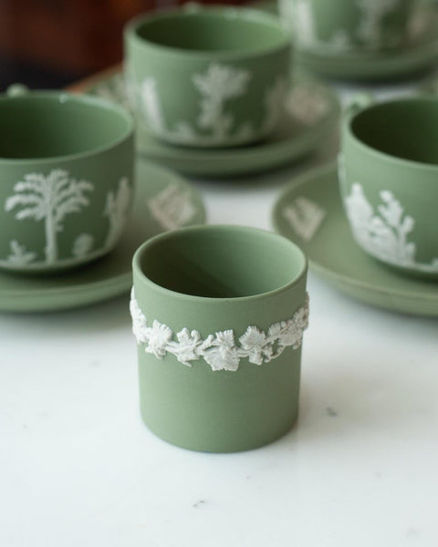 ANTIQUE WEDGWOOD GREEN JASPERWARE SMALL CUP