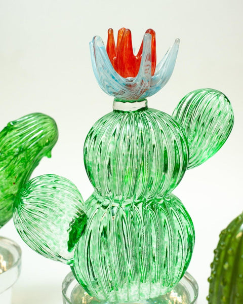 VINTAGE SET OF FOUR SIGNED MARTA MARZOTTO MURANO GLASS CACTUSES CIRCA 1990