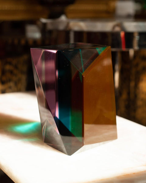 CONTEMPORARY FACETED MULTICOLOUR ACRYLIC BLOCK