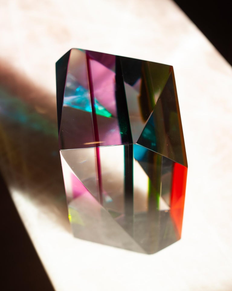 CONTEMPORARY FACETED MULTICOLOUR ACRYLIC BLOCK