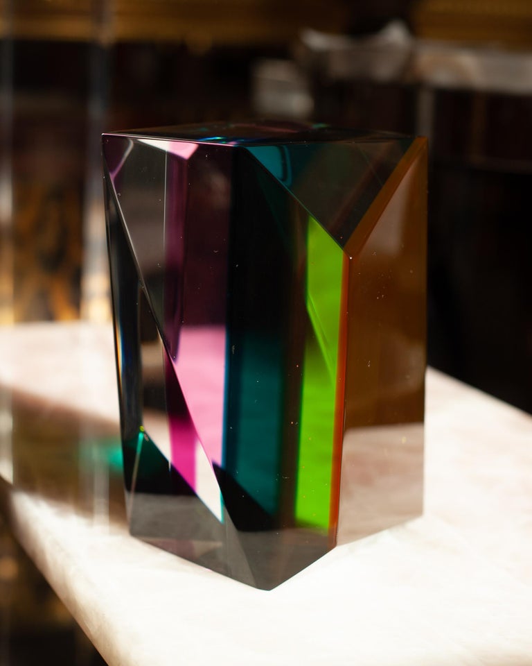 CONTEMPORARY FACETED MULTICOLOUR ACRYLIC BLOCK