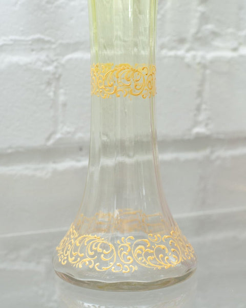 ANTIQUE MOSER YELLOW TO CLEAR VASE WITH GILDED DETAIL