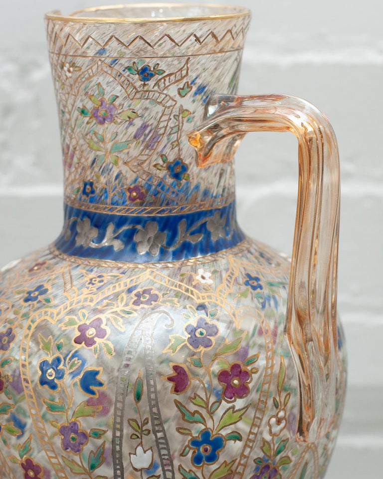ANTIQUE BOHEMIAN PITCHER WITH ELABORATE ENAMEL WORK