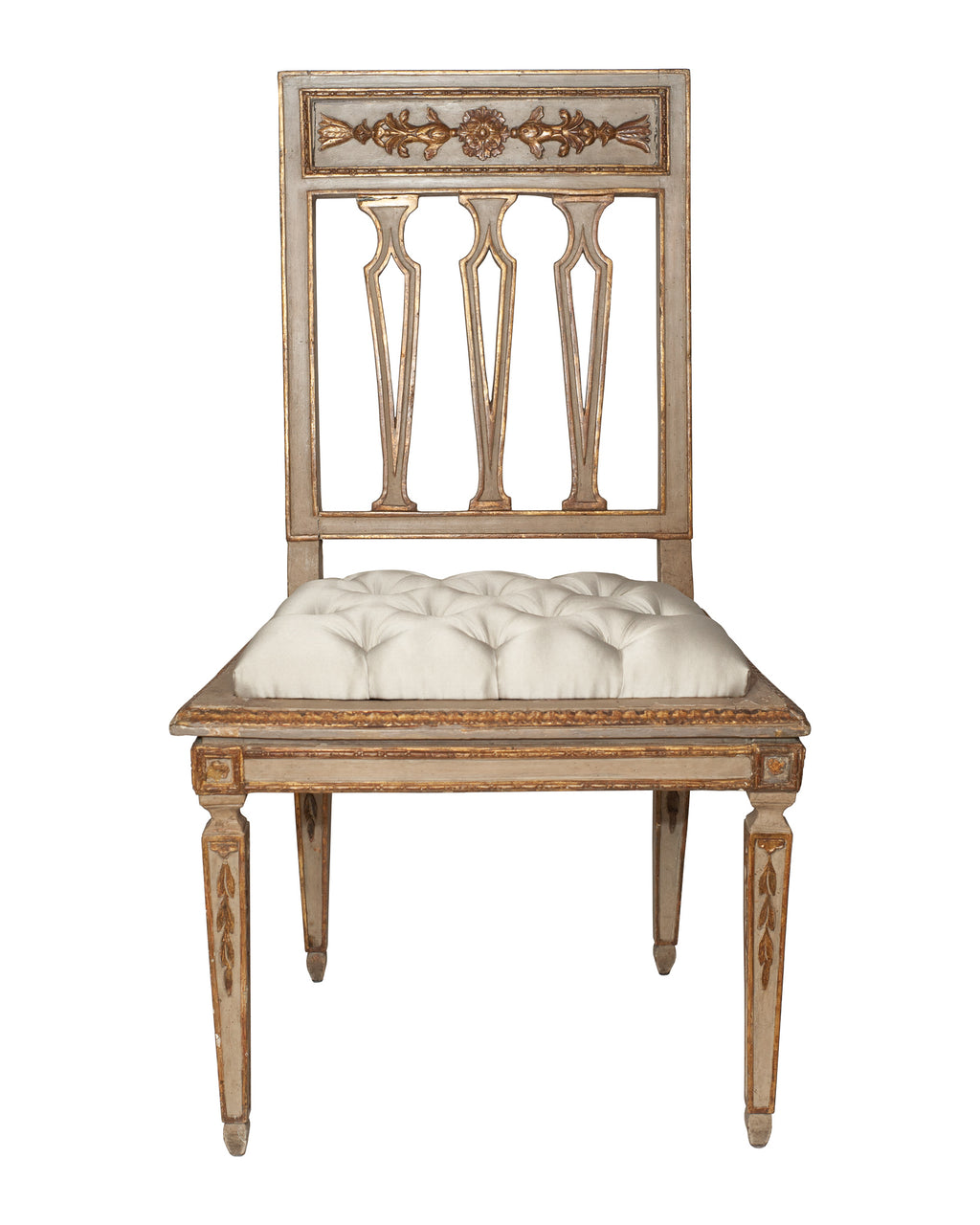 SET OF FOUR ANTIQUE REUPHOLSTERED FLORENTINE CHAIR