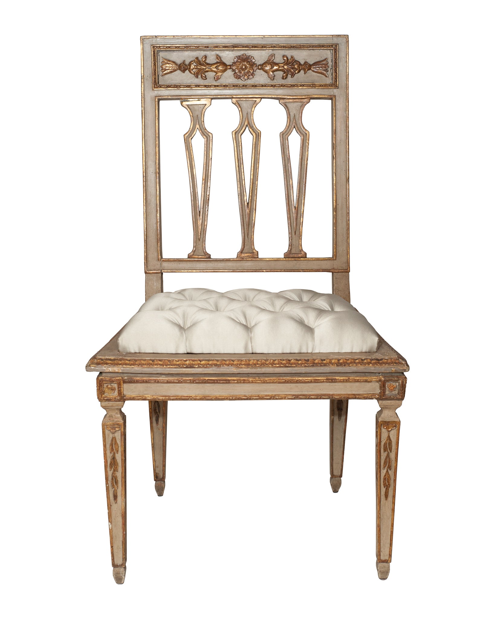 SET OF FOUR ANTIQUE REUPHOLSTERED FLORENTINE CHAIR