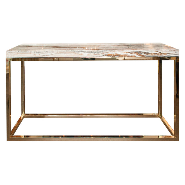 CONTEMPORARY ONYX AND POLISHED BRASS CONSOLE TABLE