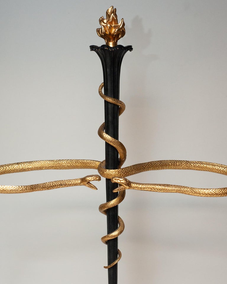 ANTIQUE FRENCH ORMOLU AND METAL UMBRELLA STAND WITH SNAKES