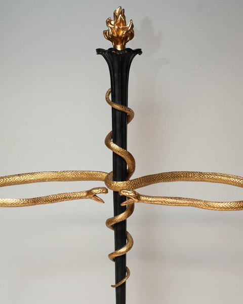 ANTIQUE FRENCH ORMOLU AND METAL UMBRELLA STAND WITH SNAKES