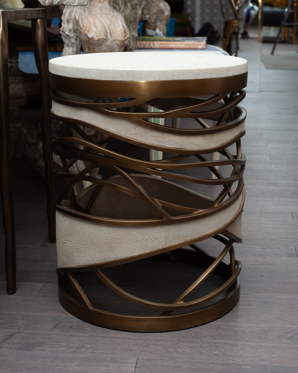 CONTEMPORARY KIFU PARIS SHAGREEN GALAXY STOOL / SIDE TABLE