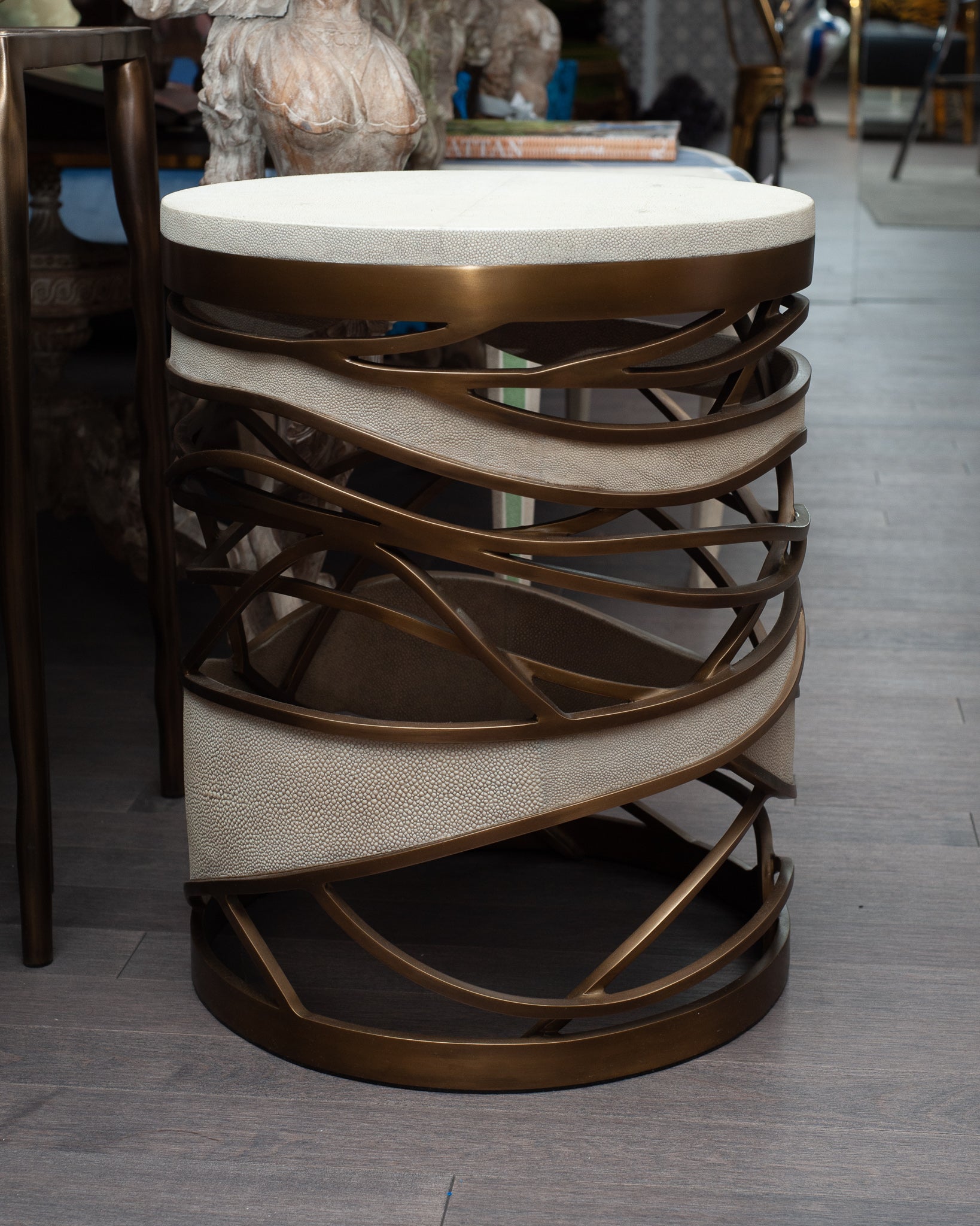 CONTEMPORARY KIFU PARIS SHAGREEN GALAXY STOOL / SIDE TABLE