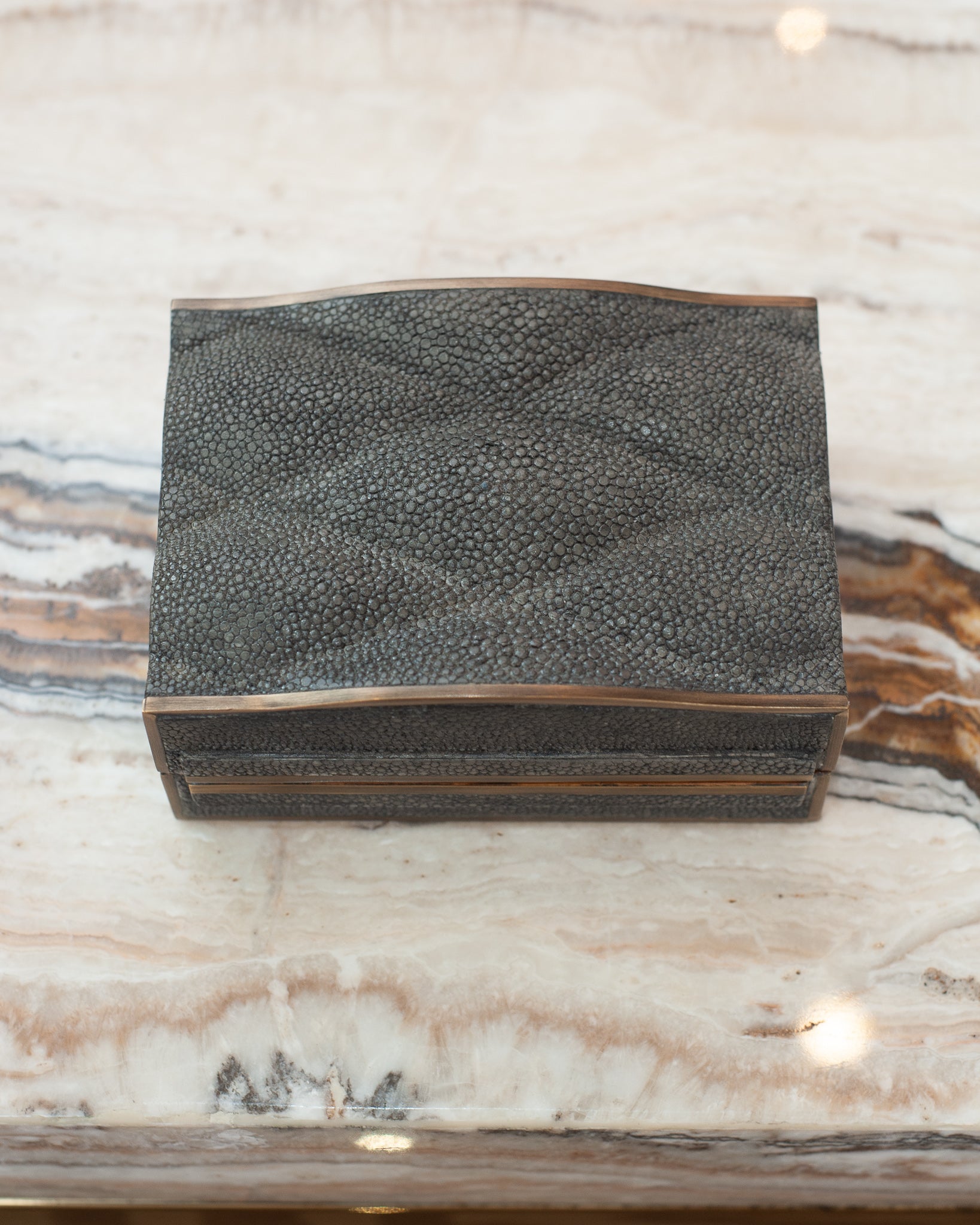 CONTEMPORARY KIFU PARIS CHARCOAL SHAGREEN QUILTED BOX