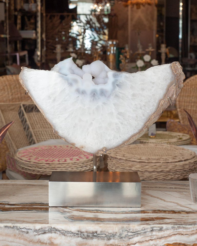 STUDIO MAISON NURITA AGATE SLICE ON CUSTOM BRUSHED NICKEL BASE