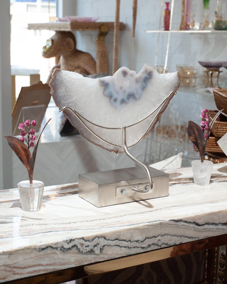 STUDIO MAISON NURITA AGATE SLICE ON CUSTOM BRUSHED NICKEL BASE