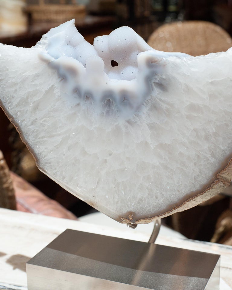 STUDIO MAISON NURITA AGATE SLICE ON CUSTOM BRUSHED NICKEL BASE