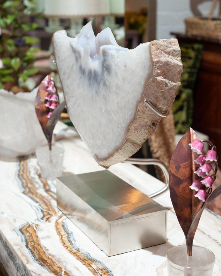 STUDIO MAISON NURITA AGATE SLICE ON CUSTOM BRUSHED NICKEL BASE