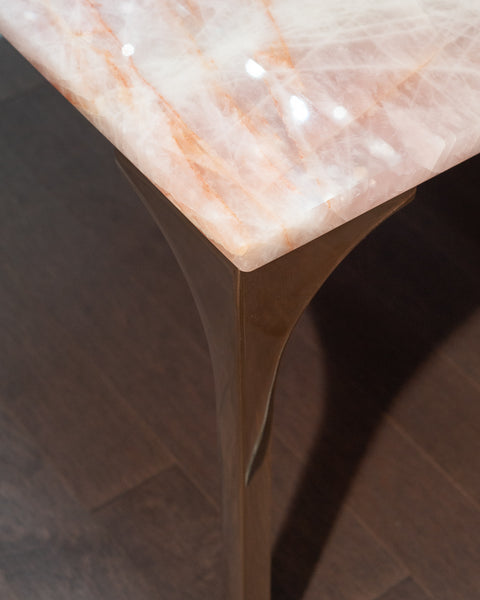 STUDIO MAISON NURITA ROSE QUARTZ & BRASS COFFEE TABLE