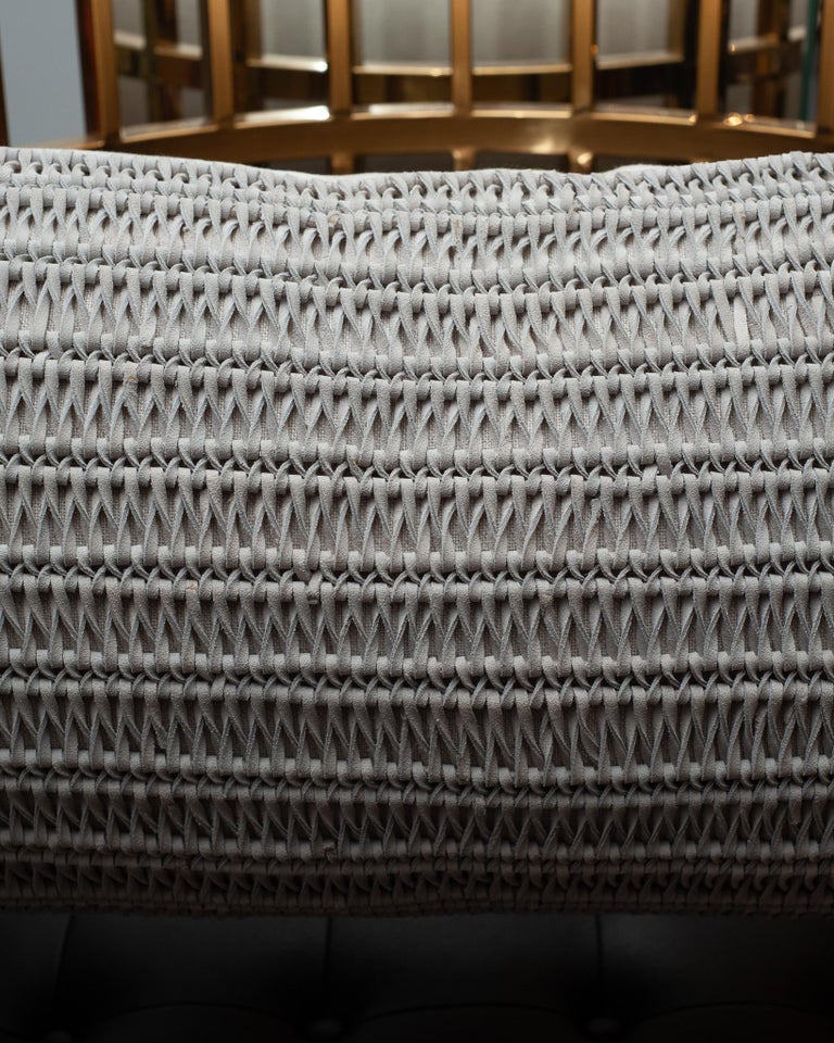 LARGE SCALE GREY WOVEN SUEDE PILLOW WITH FRINGE