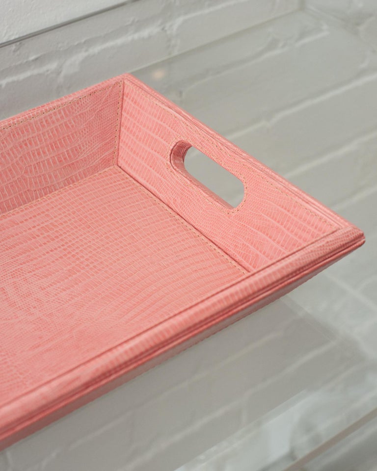 CONTEMPORARY LIZARD EMBOSSED LEATHER TRAY