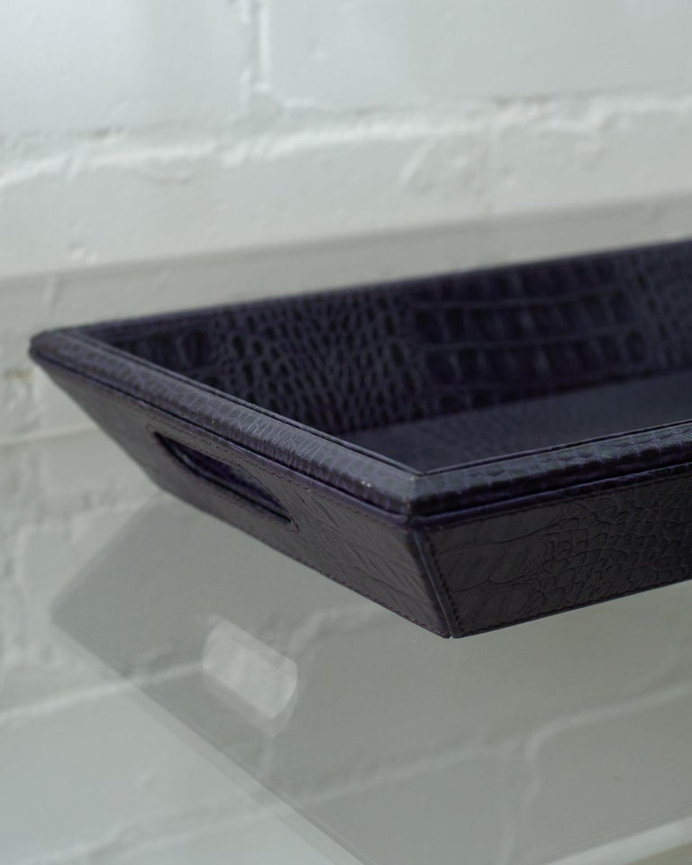 CONTEMPORARY CROCODILE EMBOSSED LEATHER TRAY