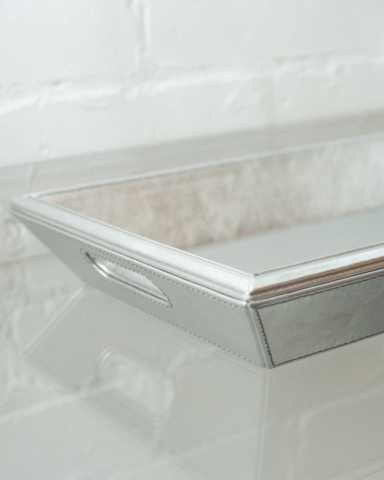 CONTEMPORARY METALLIC LEATHER TRAY