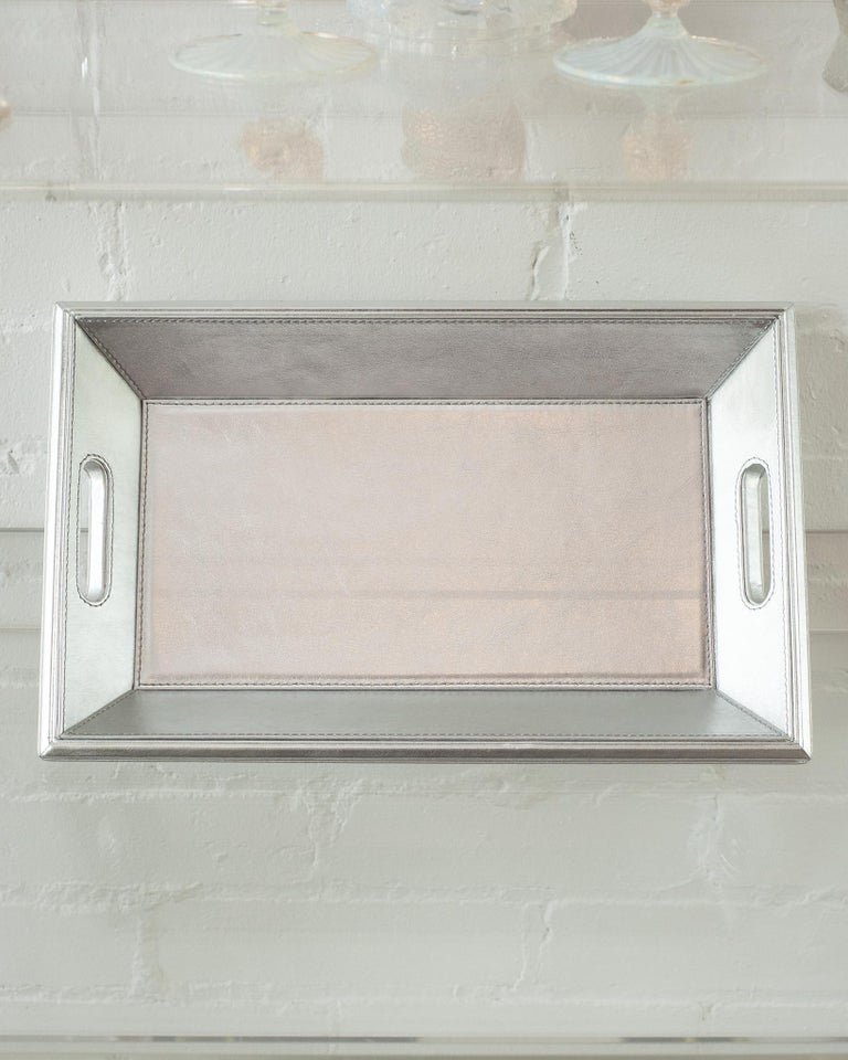 CONTEMPORARY METALLIC LEATHER TRAY