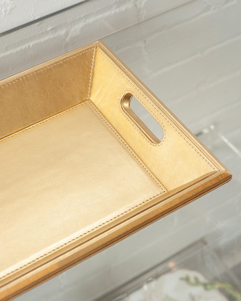CONTEMPORARY METALLIC LEATHER TRAY