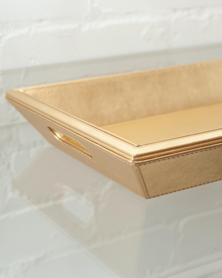 CONTEMPORARY METALLIC LEATHER TRAY