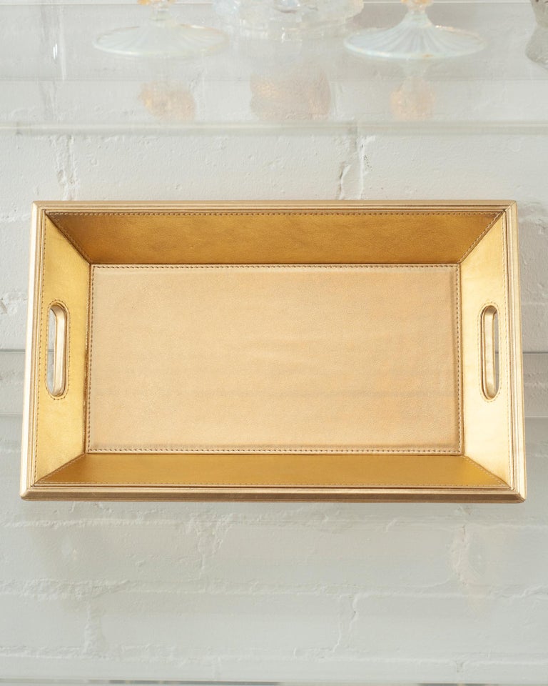 CONTEMPORARY METALLIC LEATHER TRAY