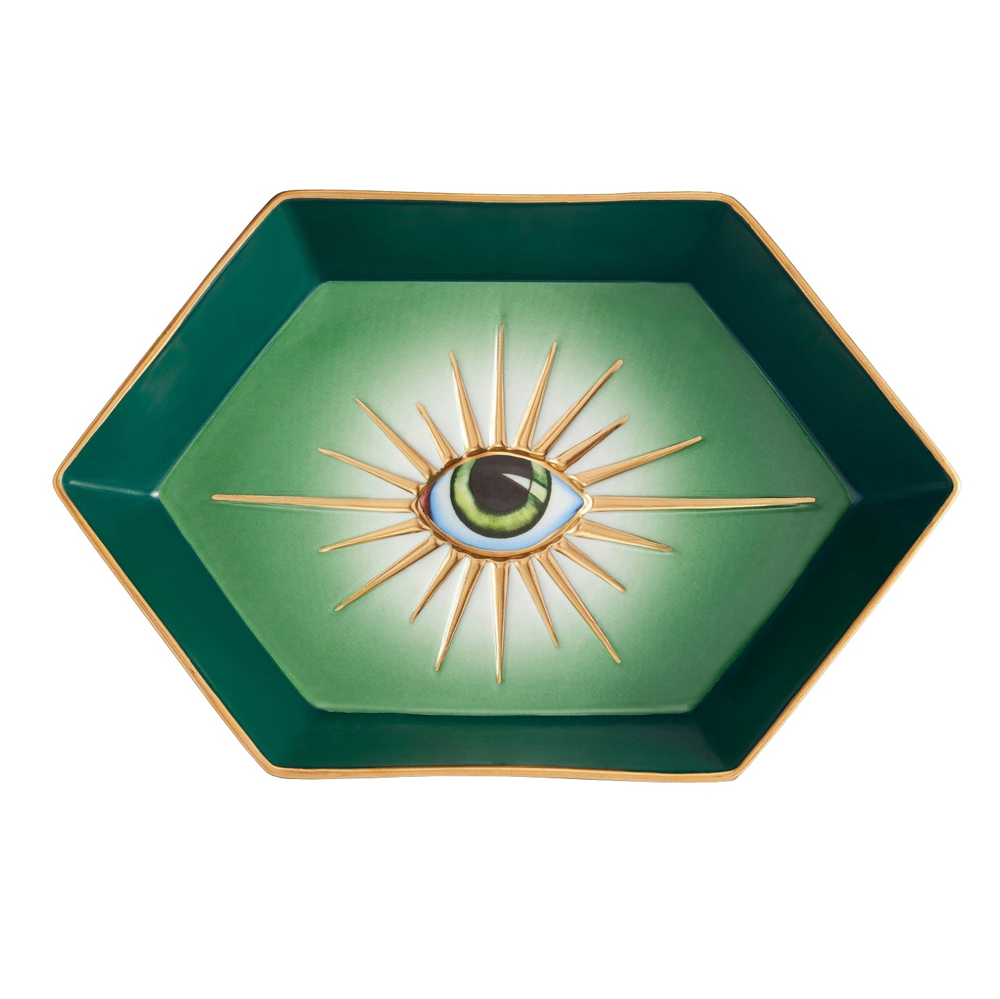 CONTEMPORARY GREEN PORCELAIN VIDE POCHE WITH EYE