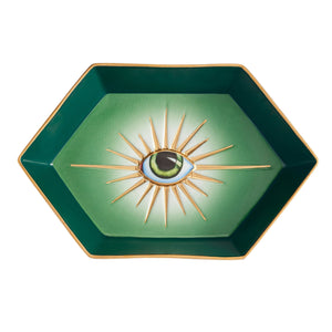 CONTEMPORARY GREEN PORCELAIN VIDE POCHE WITH EYE